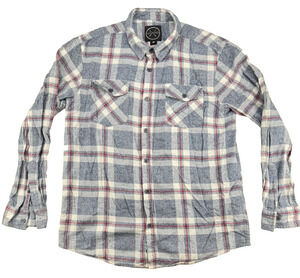 Birch Black Men's XL Long Sleeve Plaid Flannel Button Down Shirt Blue Red White